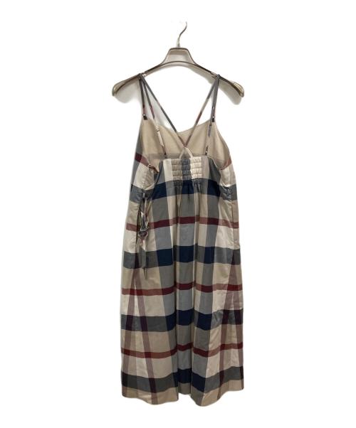 BLUE LABEL CRESTBRIDGE（ブルーレーベルクレストブリッジ）BLUE LABEL CRESTBRIDGE (ブルーレーベルクレストブリッジ) キャミソールチェックワンピース ベージュ×グレー サイズ:38の古着・服飾アイテム