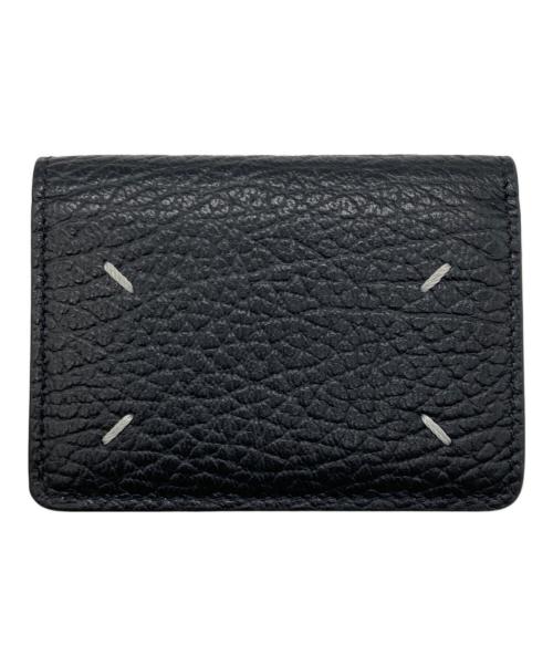 Maison Margiela（メゾンマルジェラ）Maison Margiela (メゾンマルジェラ) グレインレザー3つ折り財布 ブラック×シルバーの古着・服飾アイテム