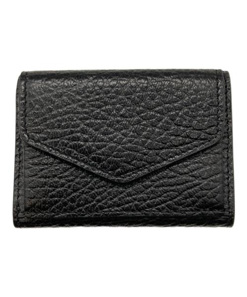 Maison Margiela（メゾンマルジェラ）Maison Margiela (メゾンマルジェラ) グレインレザー3つ折り財布 ブラック×シルバーの古着・服飾アイテム