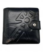 Vivienne Westwoodヴィヴィアンウエストウッド）の古着「オーブ型押し2つ折り財布」｜ブラック