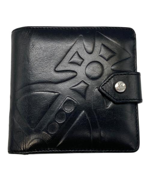 Vivienne Westwood（ヴィヴィアンウエストウッド）Vivienne Westwood (ヴィヴィアンウエストウッド) オーブ型押し2つ折り財布 ブラックの古着・服飾アイテム