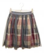 BLUE LABEL CRESTBRIDGEブルーレーベルクレストブリッジ）の古着「チェックシアースカート」｜ブラック