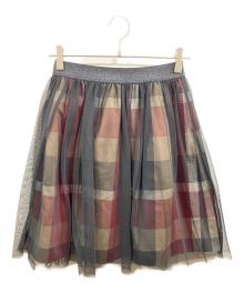 BLUE LABEL CRESTBRIDGE（ブルーレーベルクレストブリッジ）の古着「チェックシアースカート」｜ブラック