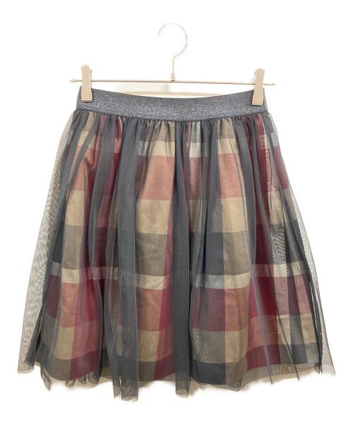 BLUE LABEL CRESTBRIDGE（ブルーレーベルクレストブリッジ）BLUE LABEL CRESTBRIDGE (ブルーレーベルクレストブリッジ) チェックシアースカート ブラック サイズ:38の古着・服飾アイテム