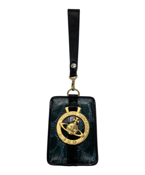 Vivienne Westwood（ヴィヴィアンウエストウッド）Vivienne Westwood (ヴィヴィアンウエストウッド) ビッグオーブパスケース ブルー×ブラックの古着・服飾アイテム