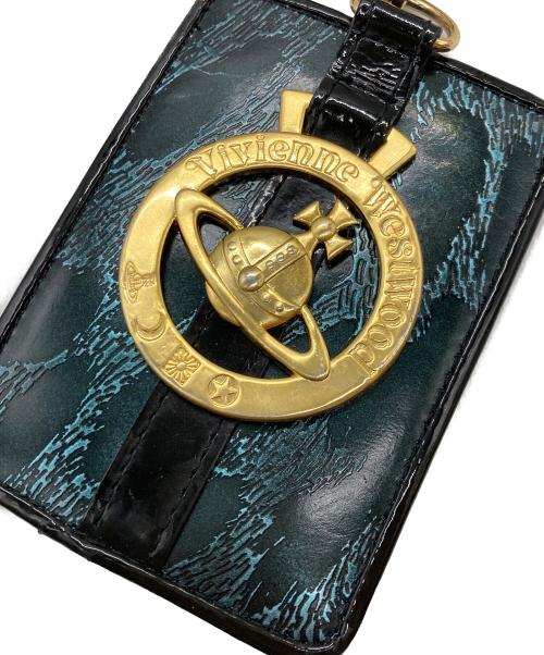 Vivienne Westwood（ヴィヴィアンウエストウッド）Vivienne Westwood (ヴィヴィアンウエストウッド) ビッグオーブパスケース ブルー×ブラックの古着・服飾アイテム