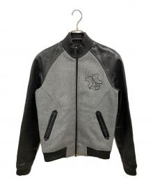 HEATH（ヒース）の古着「袖レザースタジャン」｜ブラック×グレー