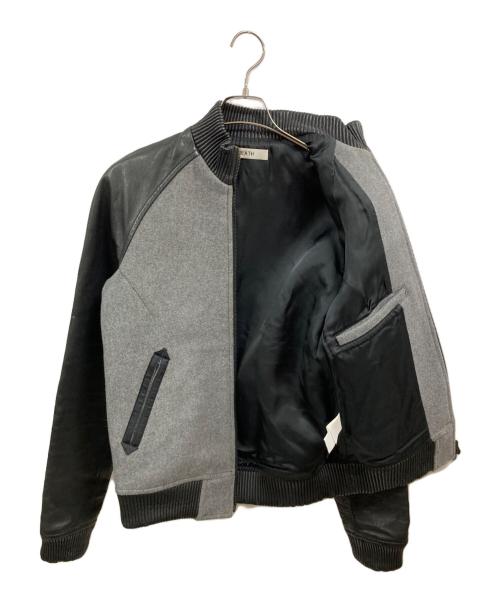 HEATH（ヒース）HEATH (ヒース) 袖レザースタジャン ブラック×グレー サイズ:Mの古着・服飾アイテム