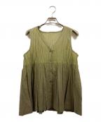 PLEATS PLEASEプリーツプリーズ）の古着「ノースリーブカットソー」｜グリーン