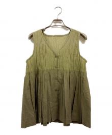 PLEATS PLEASE（プリーツプリーズ）の古着「ノースリーブカットソー」｜グリーン