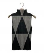 PLEATS PLEASEプリーツプリーズ）の古着「ノースリーブカットソー」｜ブラック×グレー