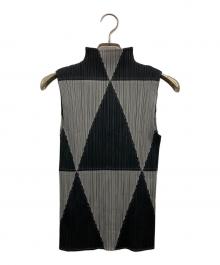 PLEATS PLEASE（プリーツプリーズ）の古着「ノースリーブカットソー」｜ブラック×グレー