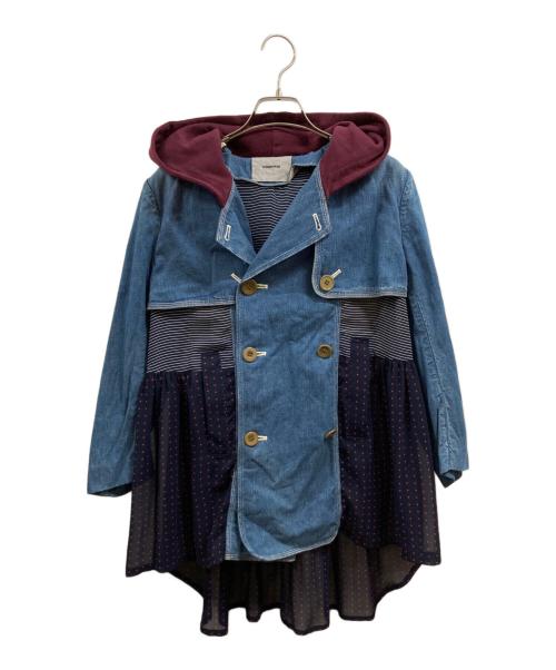 UNDERCOVER（アンダーカバー）UNDERCOVER (アンダーカバー) 再構築ドッキングデニムジャケット インディゴ×ボルドー サイズ:1の古着・服飾アイテム