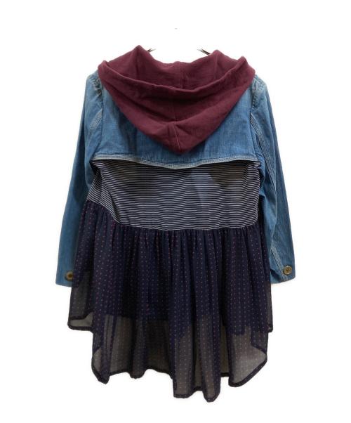 UNDERCOVER（アンダーカバー）UNDERCOVER (アンダーカバー) 再構築ドッキングデニムジャケット インディゴ×ボルドー サイズ:1の古着・服飾アイテム