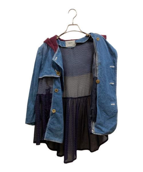 UNDERCOVER（アンダーカバー）UNDERCOVER (アンダーカバー) 再構築ドッキングデニムジャケット インディゴ×ボルドー サイズ:1の古着・服飾アイテム