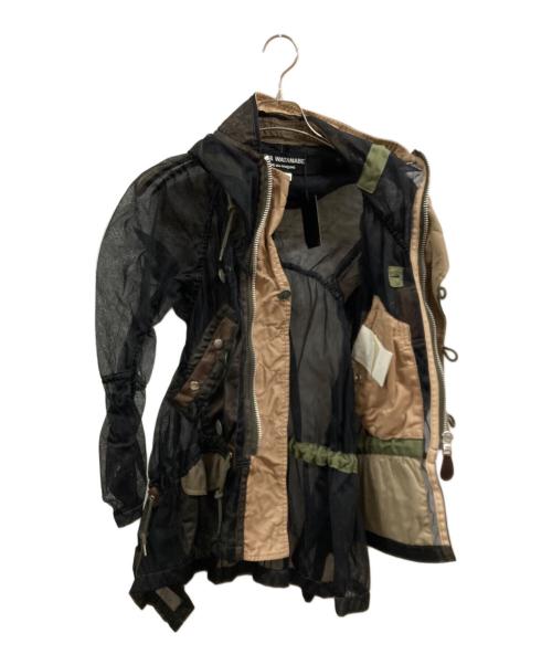 JUNYA WATANABE COMME des GARCONS（(ジュンヤワタナベ コムデギャルソン）JUNYA WATANABE COMME des GARCONS ((ジュンヤワタナベ コムデギャルソン) MESH CARGO POCKET UTILITY JACKET/メッシュ再構築N-3Bジャケット ブラック×ベージュ サイズ:ＸＳの古着・服飾アイテム