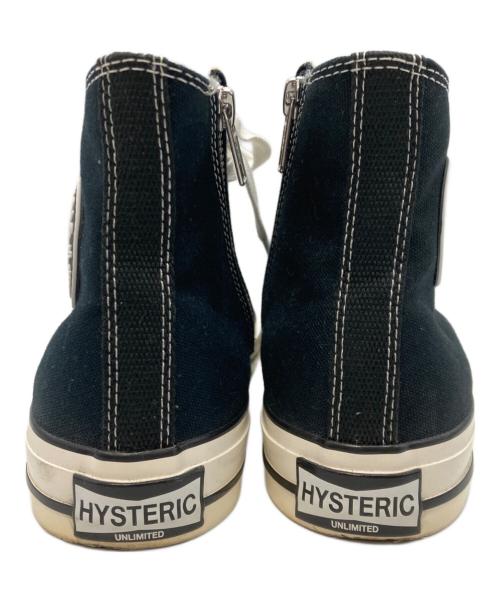 Hysteric Glamour（ヒステリックグラマー）Hysteric Glamour (ヒステリックグラマー) サイドジップハイカットスニーカー ブラック×ホワイト サイズ:26cmの古着・服飾アイテム