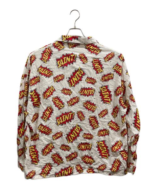 SAINT MICHAEL（セントマイケル）SAINT MICHAEL (セントマイケル) PAJAMA SHIRT POW ホワイト×レッド サイズ:XLの古着・服飾アイテム