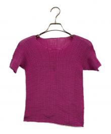 ISSEY MIYAKE PLEATS T（イッセイミヤケ プリーツ）の古着「半袖カットソー」｜ピンク