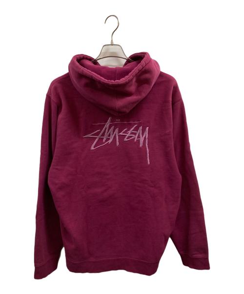 stussy（ステューシー）stussy (ステューシー) 刺繍ロゴプルオーバーパーカー パープル サイズ:XLの古着・服飾アイテム