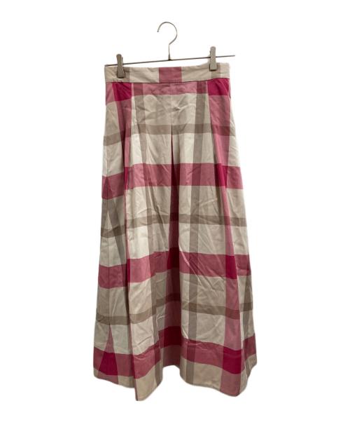 BLUE LABEL CRESTBRIDGE（ブルーレーベルクレストブリッジ）BLUE LABEL CRESTBRIDGE (ブルーレーベルクレストブリッジ) チェックフレアスカート ピンクベージュ サイズ:38 未使用品の古着・服飾アイテム