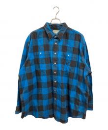 ST JOHN'S BAY（セントジョンズベイ）の古着「バッファローチェックフランネルシャツ」｜ブラック×ブルー
