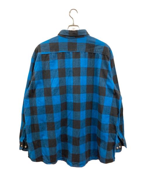 ST JOHN'S BAY（セントジョンズベイ）ST JOHN'S BAY (セントジョンズベイ) バッファローチェックフランネルシャツ ブラック×ブルー サイズ:3XLの古着・服飾アイテム
