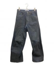 NVRFRGT（ネヴァーフォーゲット）の古着「CONZ別注 COATING 3D TWISTED WIDE LEG JEANS」｜インディゴ