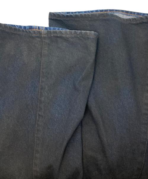 NVRFRGT（ネヴァーフォーゲット）NVRFRGT (ネヴァーフォーゲット) CONZ別注 COATING 3D TWISTED WIDE LEG JEANS インディゴ サイズ: 1 (実寸 W78cm L79cm)の古着・服飾アイテム