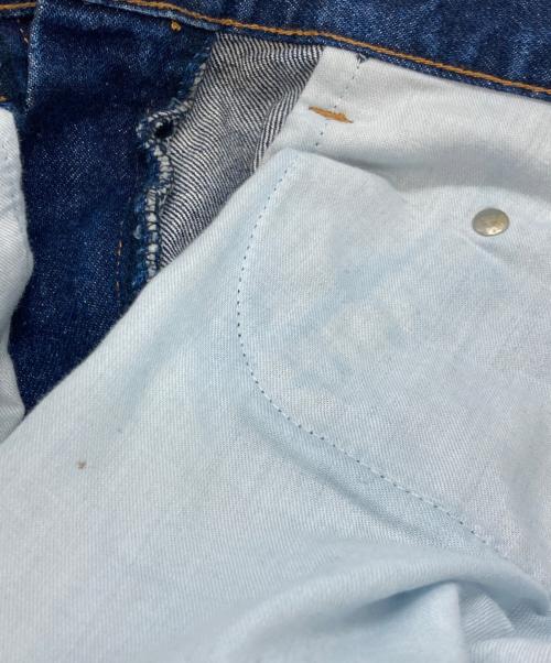 NVRFRGT（ネヴァーフォーゲット）NVRFRGT (ネヴァーフォーゲット) CONZ別注 COATING 3D TWISTED WIDE LEG JEANS インディゴ サイズ: 1 (実寸 W78cm L79cm)の古着・服飾アイテム