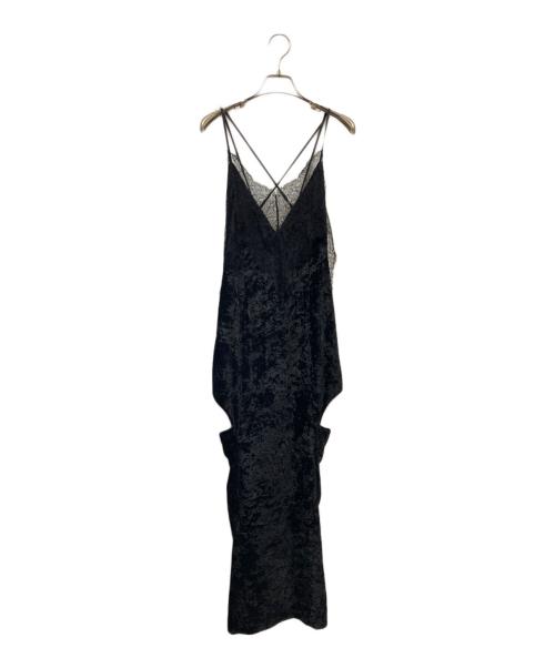 JOHN LAWRENCE SULLIVAN（ジョン ローレンス サリバン）JOHN LAWRENCE SULLIVAN (ジョン ローレンス サリバン) JLS CRUSHED VELVET PENTAGON SLIP DRESS ブラック サイズ:XSの古着・服飾アイテム