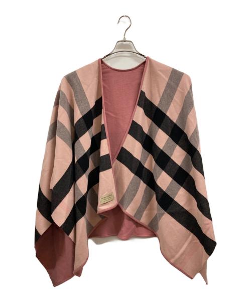 BURBERRY LONDON（バーバリーロンドン）BURBERRY LONDON (バーバリーロンドン) ウールリバーシブルポンチョ ピンク サイズ:140×140CMの古着・服飾アイテム