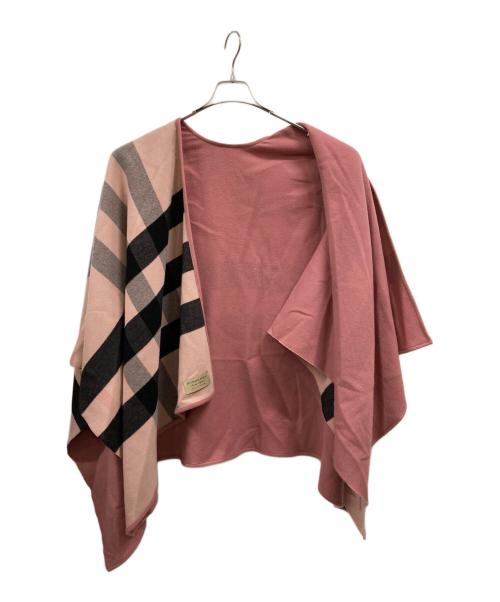 BURBERRY LONDON（バーバリーロンドン）BURBERRY LONDON (バーバリーロンドン) ウールリバーシブルポンチョ ピンク サイズ:140×140CMの古着・服飾アイテム