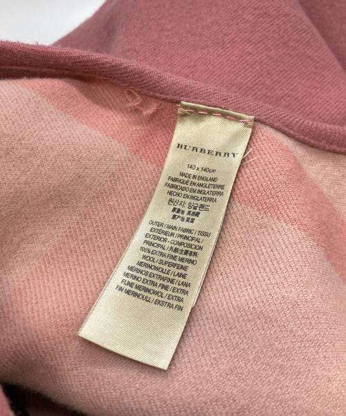 BURBERRY LONDON（バーバリーロンドン）BURBERRY LONDON (バーバリーロンドン) ウールリバーシブルポンチョ ピンク サイズ:140×140CMの古着・服飾アイテム