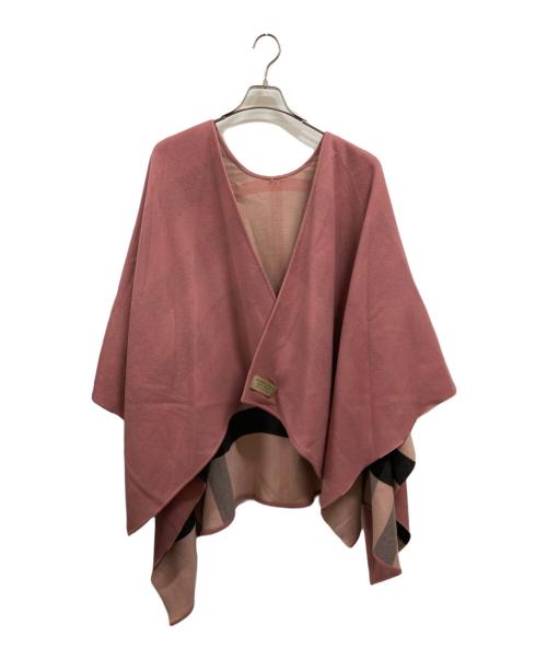 BURBERRY LONDON（バーバリーロンドン）BURBERRY LONDON (バーバリーロンドン) ウールリバーシブルポンチョ ピンク サイズ:140×140CMの古着・服飾アイテム