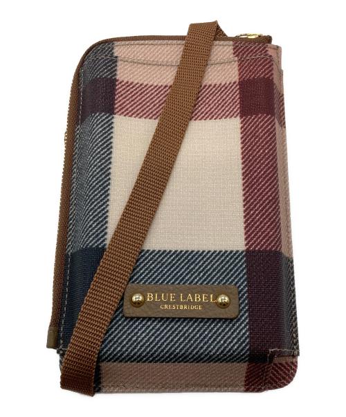 BLUE LABEL CRESTBRIDGE（ブルーレーベルクレストブリッジ）BLUE LABEL CRESTBRIDGE (ブルーレーベルクレストブリッジ) チェックスマホショルダーポーチ ベージュ×ネイビーの古着・服飾アイテム