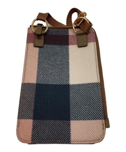 BLUE LABEL CRESTBRIDGE（ブルーレーベルクレストブリッジ）BLUE LABEL CRESTBRIDGE (ブルーレーベルクレストブリッジ) チェックスマホショルダーポーチ ベージュ×ネイビーの古着・服飾アイテム