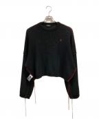RAF SIMONSラフシモンズ）の古着「R刺繍ドロップショルダークロップドニット」｜ブラック