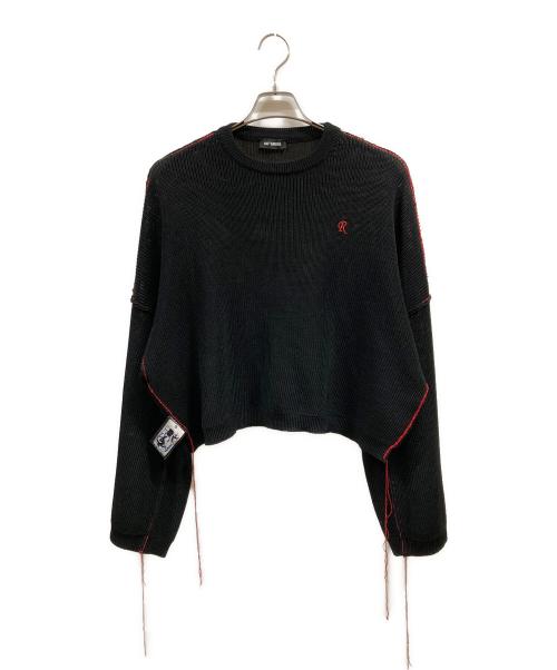 RAF SIMONS（ラフシモンズ）RAF SIMONS (ラフシモンズ) R刺繍ドロップショルダークロップドニット ブラック サイズ:XSの古着・服飾アイテム