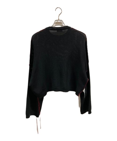 RAF SIMONS（ラフシモンズ）RAF SIMONS (ラフシモンズ) R刺繍ドロップショルダークロップドニット ブラック サイズ:XSの古着・服飾アイテム