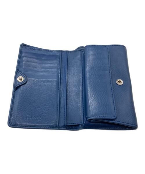 HIROFU（ヒロフ）HIROFU (ヒロフ) 2つ折りレザー財布 ブルーの古着・服飾アイテム