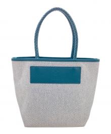 HIROFU（ヒロフ）の古着「レザーコンビチェスタキャンパストートバッグ」｜ブルー×グレー