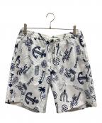 muta MARINEムータマリン）の古着「ランダムロゴ ショートパンツ」｜ホワイト×ネイビー