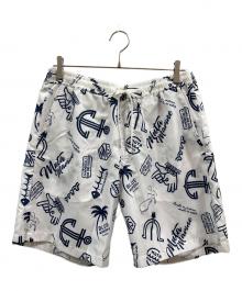 muta MARINE（ムータマリン）の古着「ランダムロゴ ショートパンツ」｜ホワイト×ネイビー