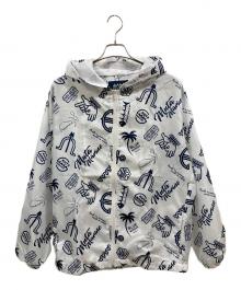 muta MARINE（ムータマリン）の古着「ランダムロゴ ジップパーカー」｜ホワイト×ネイビー