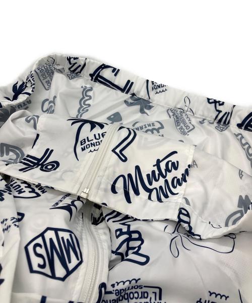 muta MARINE（ムータマリン）muta MARINE (ムータマリン) ランダムロゴ ジップパーカー ホワイト×ネイビー サイズ:XLの古着・服飾アイテム