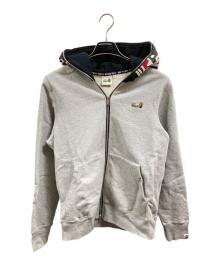 A BATHING APE×LACOSTE（ア ベイシング エイプ×ラコステ）の古着「CROCODILE FULL ZIP HOODIE」｜グレー