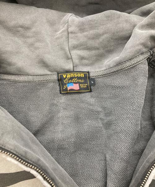 VANSON（バンソン）VANSON (バンソン) ボーンプリントジップパーカー グレー サイズ:Lの古着・服飾アイテム