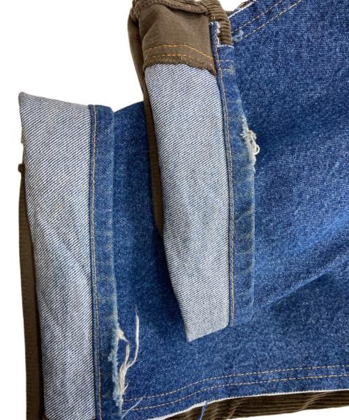 INSCRIRE（アンスクリア）INSCRIRE (アンスクリア) コーデュロイパッチデニムパンツ ブルー×カーキ サイズ:44の古着・服飾アイテム