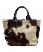 TREASURE TOPKAPIトレジャートプカピ）の古着「ハラコハンドバッグ」｜ブラウン×ホワイト